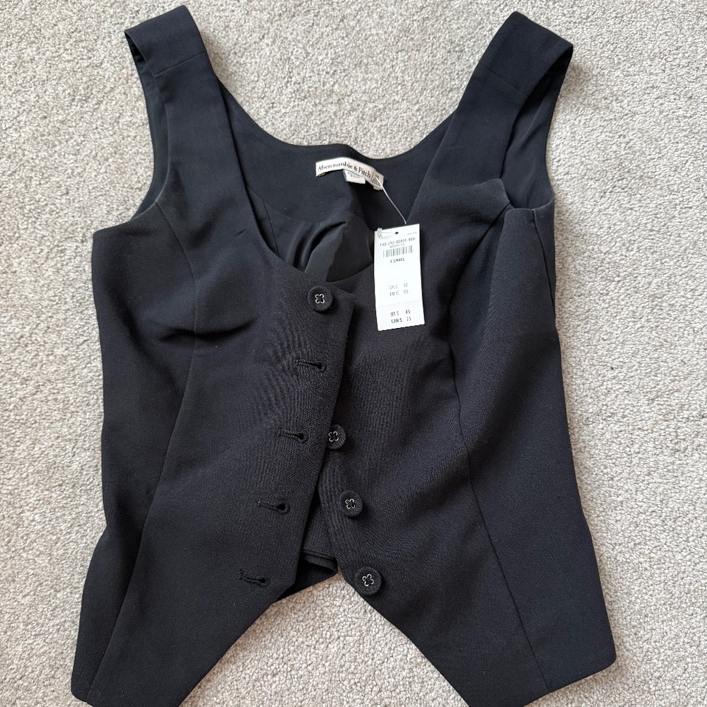 Abercrombie tie back scoop neck vest black size XS
